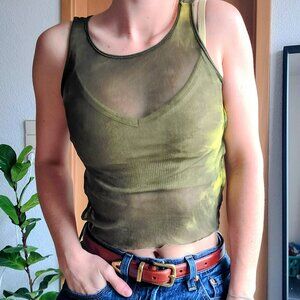 Alpha Massimo Rebecchi Y2K Green Sheer Mesh Crop Top